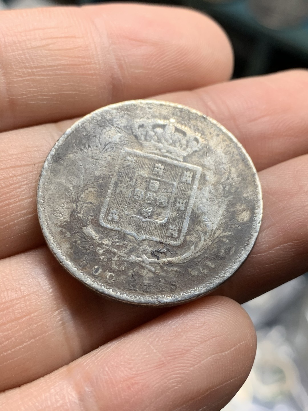 《竞宝斋》第49场-本周日，周一2场连拍（全场不限金额包邮） 1867年葡萄牙路德路易斯一世500瑞斯银币 品如图