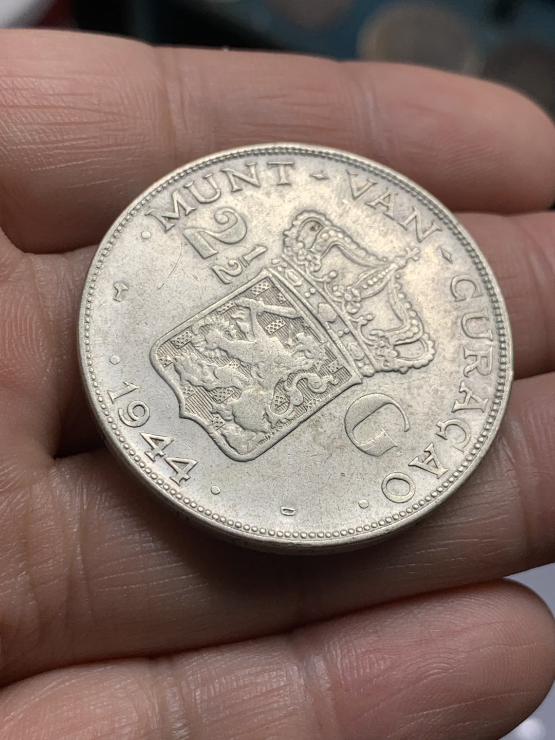 《竞宝斋》第49场-本周日，周一2场连拍（全场不限金额包邮） 荷属库拉索1944年威廉米娜女王2.5盾大银币