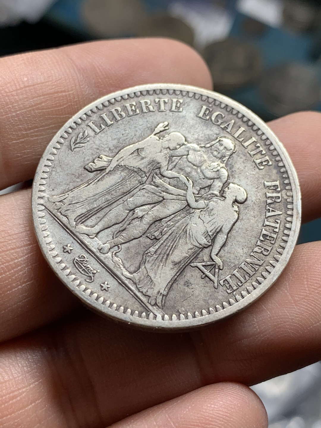 《竞宝斋》第49场-本周日，周一2场连拍（全场不限金额包邮） 原味 法国 第二共和 1849年BB版 大力神5法郎银币 少见版别