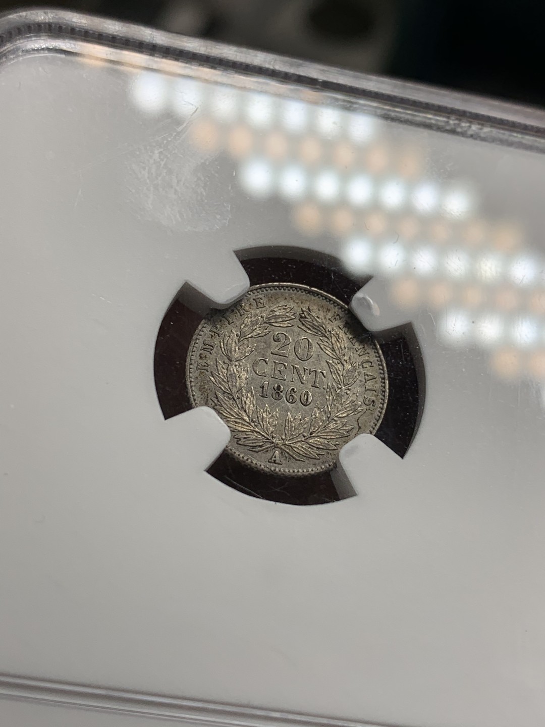 《竞宝斋》第49场-本周日，周一2场连拍（全场不限金额包邮） Ngc-Unc 法国 1860A 拿破仑三世 20c 好品 