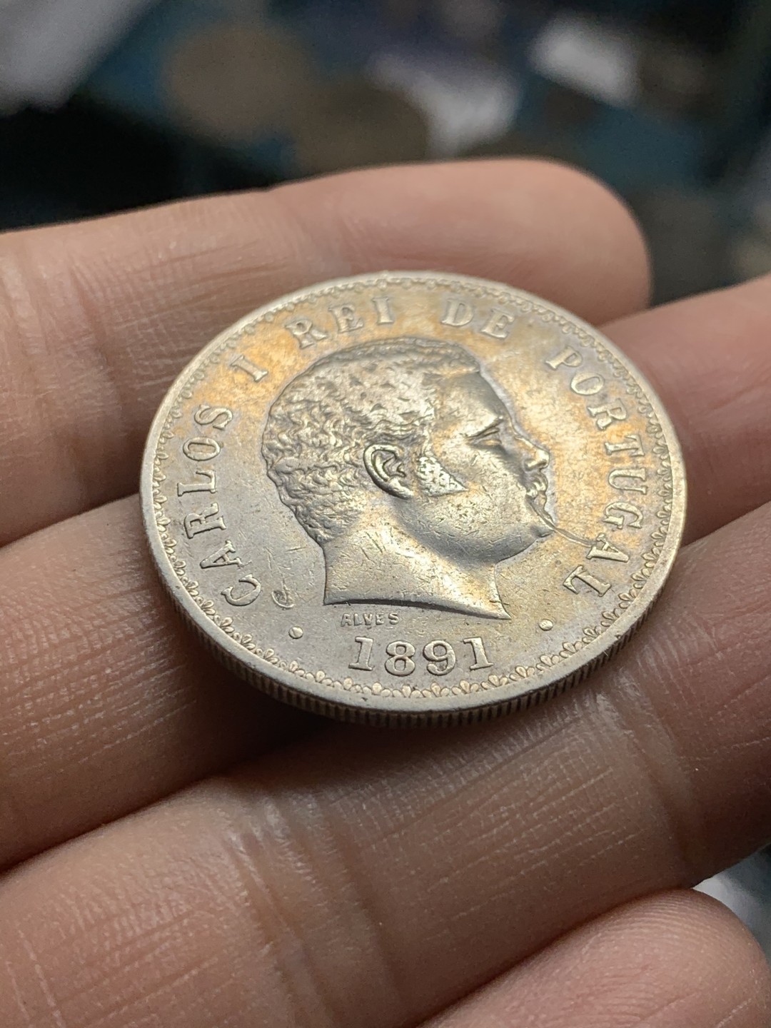 《竞宝斋》第49场-本周日，周一2场连拍（全场不限金额包邮） 1891年葡萄牙卡洛斯一世500瑞斯银币