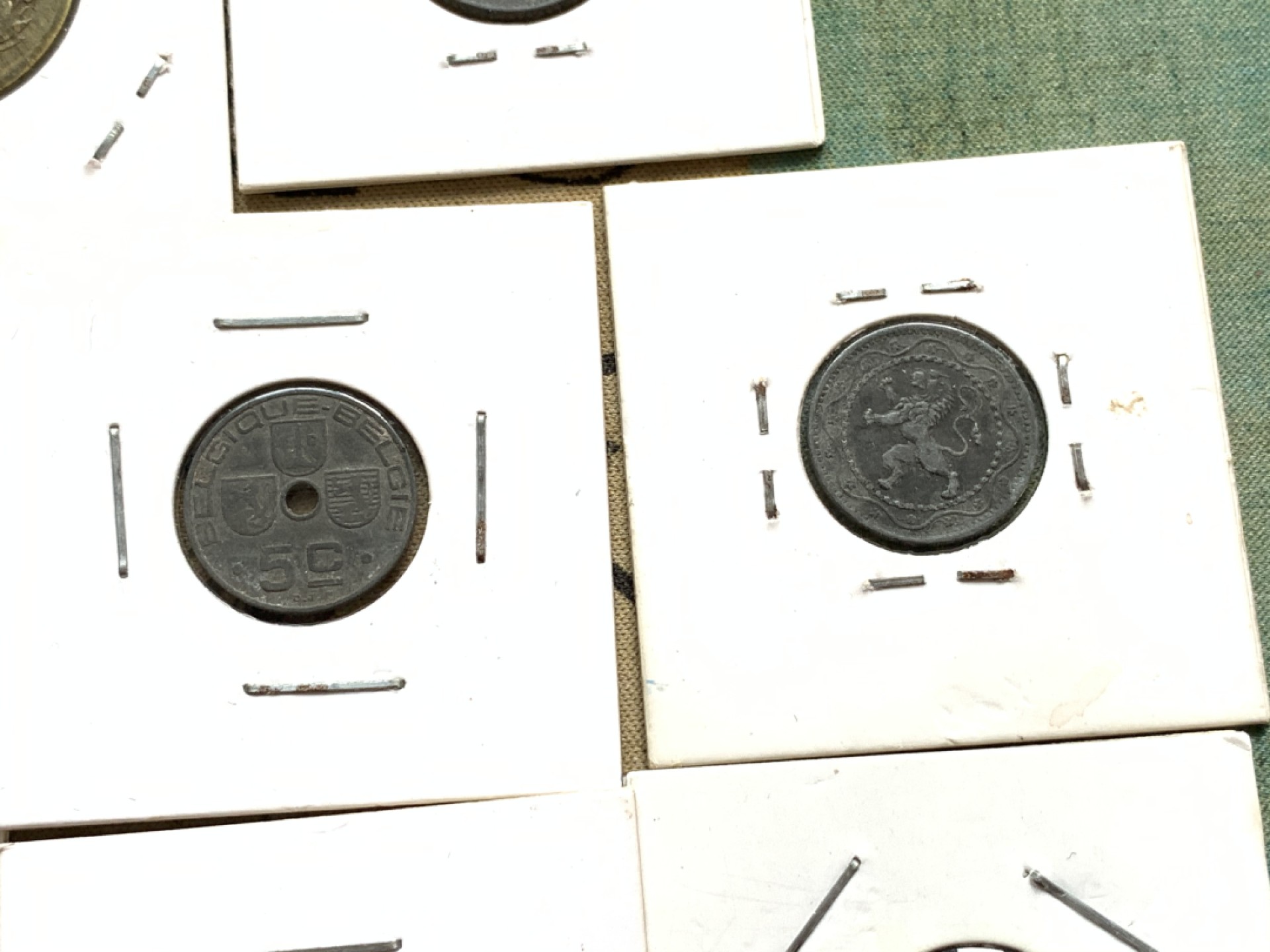 《竞宝斋》第49场-本周日，周一2场连拍（全场不限金额包邮） 一战二战德占比利时一套锌币铜币11枚 战争期间铜镍稀缺，只能用锌来替代铸币材料