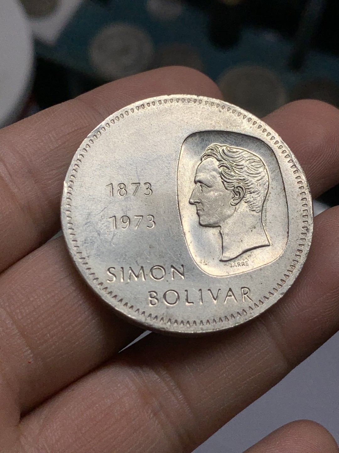 《竞宝斋》第49场-本周日，周一2场连拍（全场不限金额包邮） 委内瑞拉1973年西蒙玻利瓦尔10波利瓦30克大银币