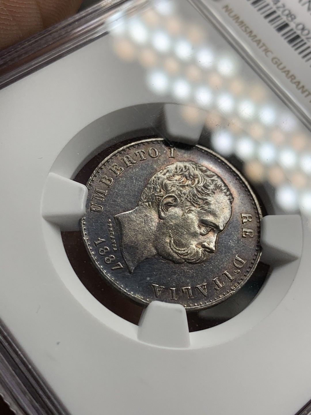 《竞宝斋》第49场-本周日，周一2场连拍（全场不限金额包邮） NGC UNCD 意大利1887年1里拉银币一枚