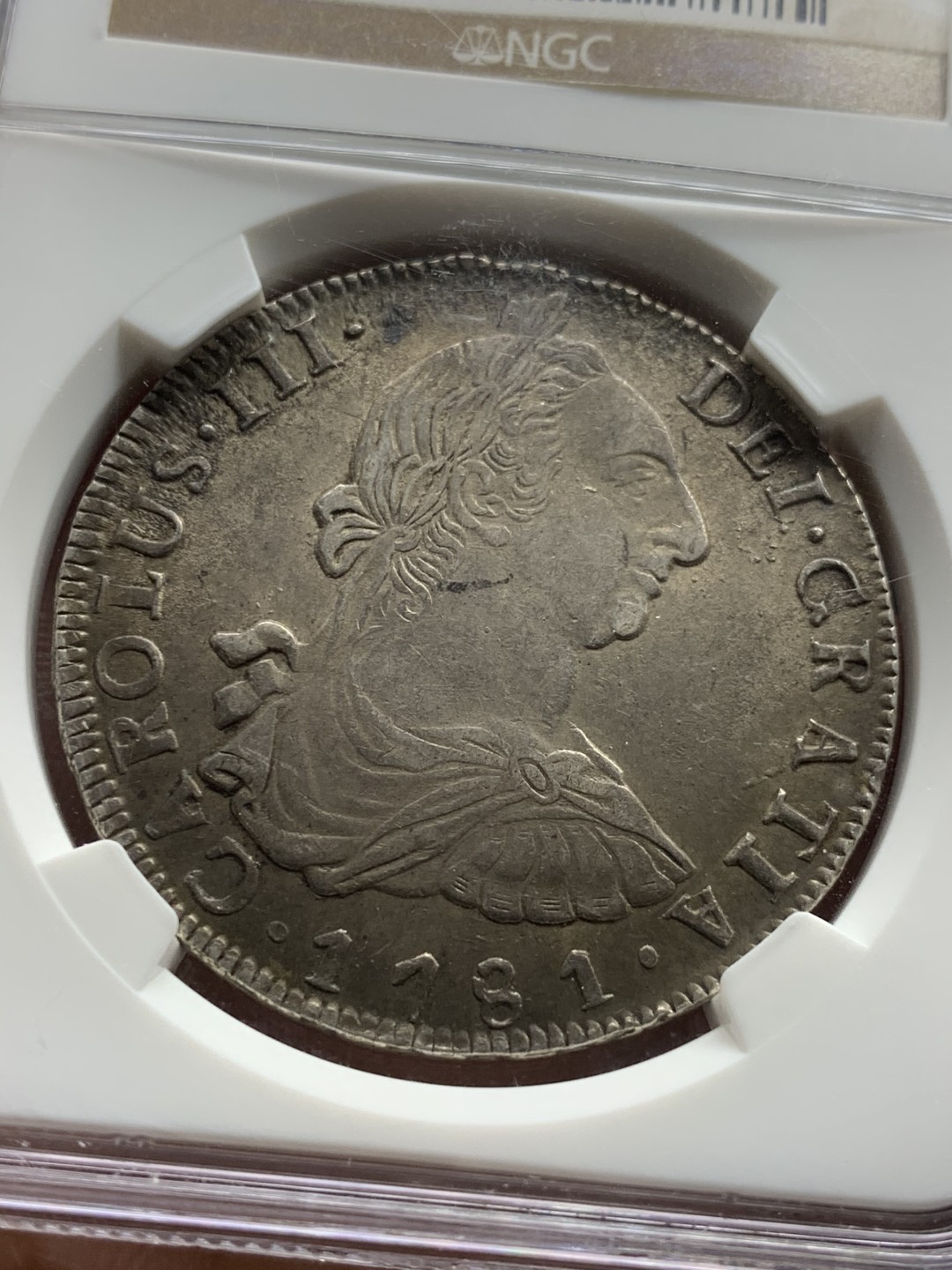 NGC AU58 原味深打 玻利维亚 1781年 卡三 双柱 大银币 现在MS普通都是1W+的了