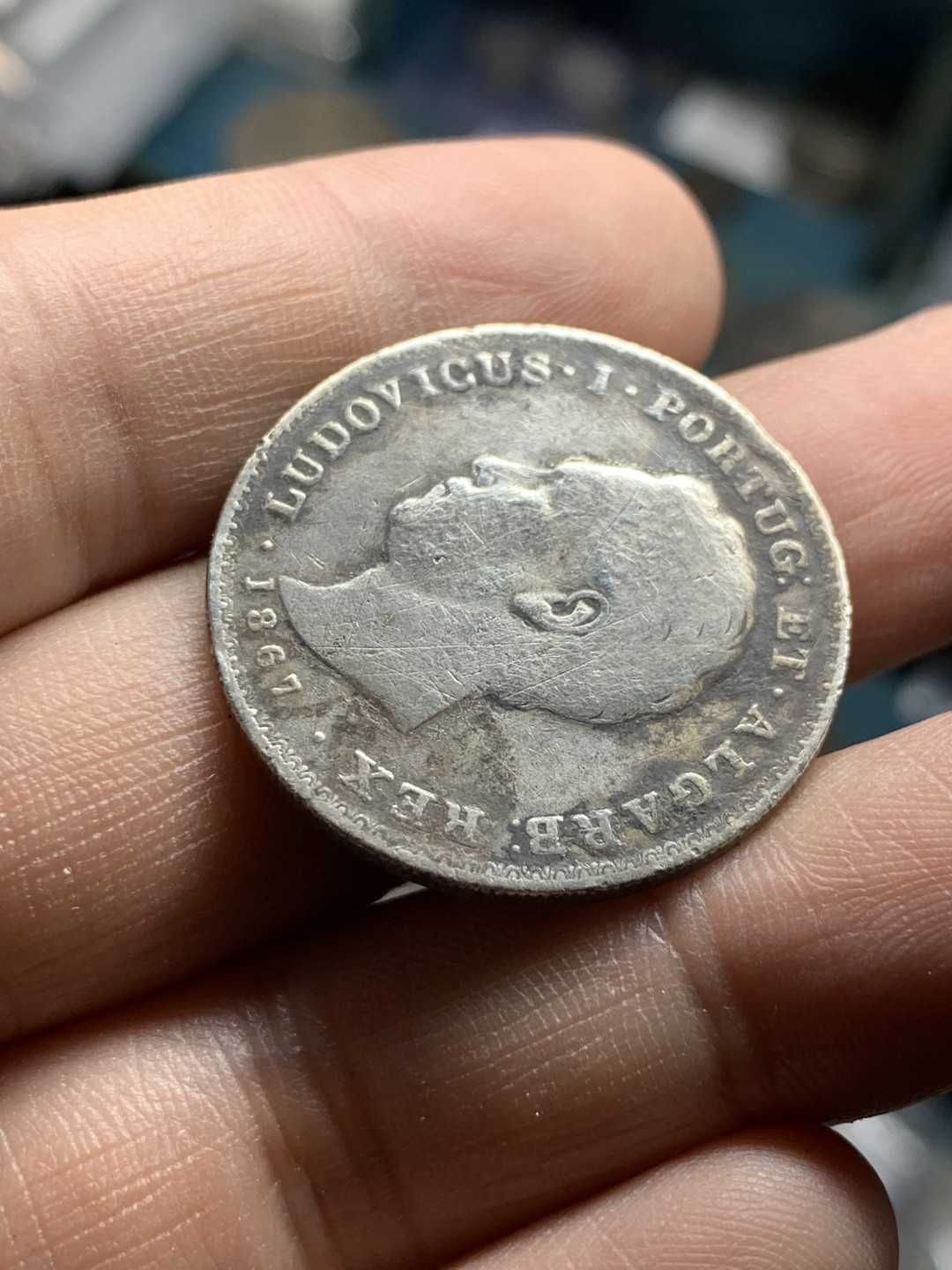 《竞宝斋》第49场-本周日，周一2场连拍（全场不限金额包邮） 1867年葡萄牙路德路易斯一世500瑞斯银币 品如图