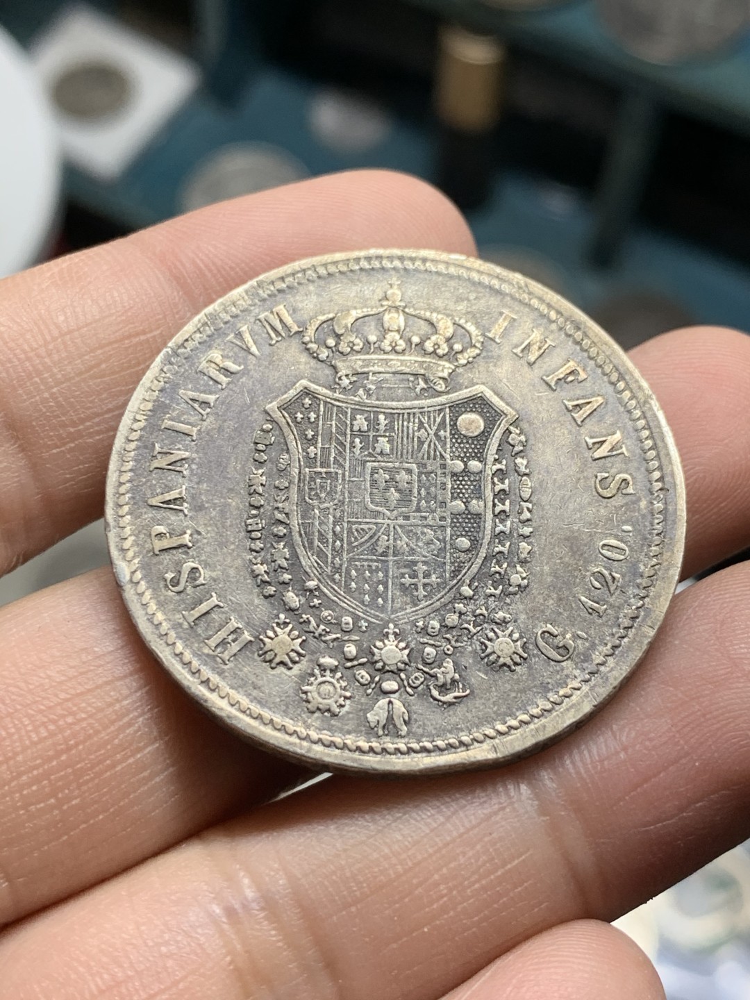 《竞宝斋》第49场-本周日，周一2场连拍（全场不限金额包邮） 1818年意大利两西西里王国波旁王朝费迪南多一世120G原味  大银币