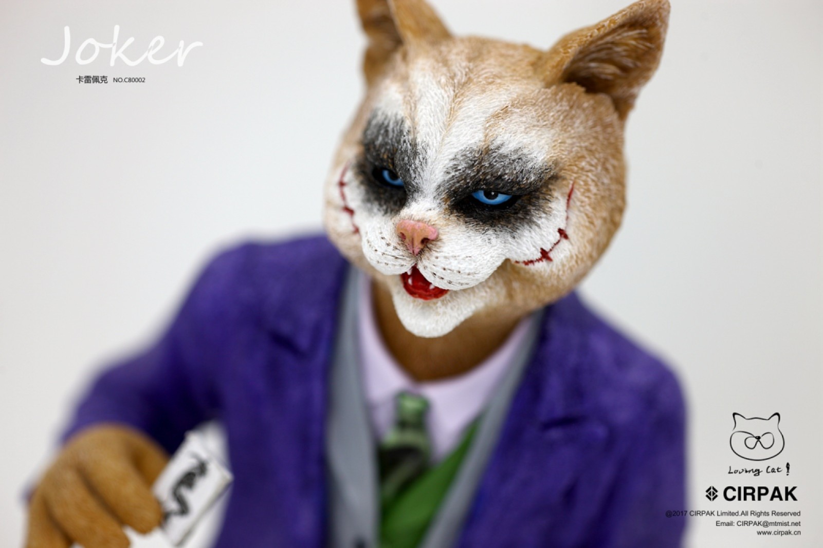 零元拍：CIRPAK ：12寸 面具小丑JOKER 猫半身雕像，全新未拆。