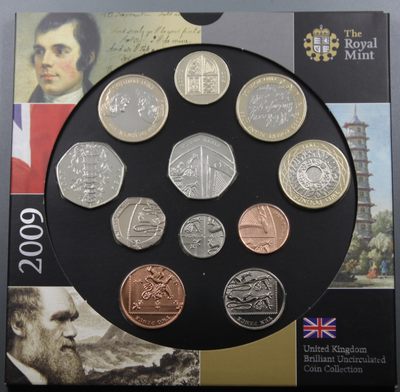 巴斯克收藏 世界硬币第1期 德系占比较高 全托管场 - 英国2009年mintset 带三枚双色2镑纪念币 高档套币 国外成交价300英镑左右