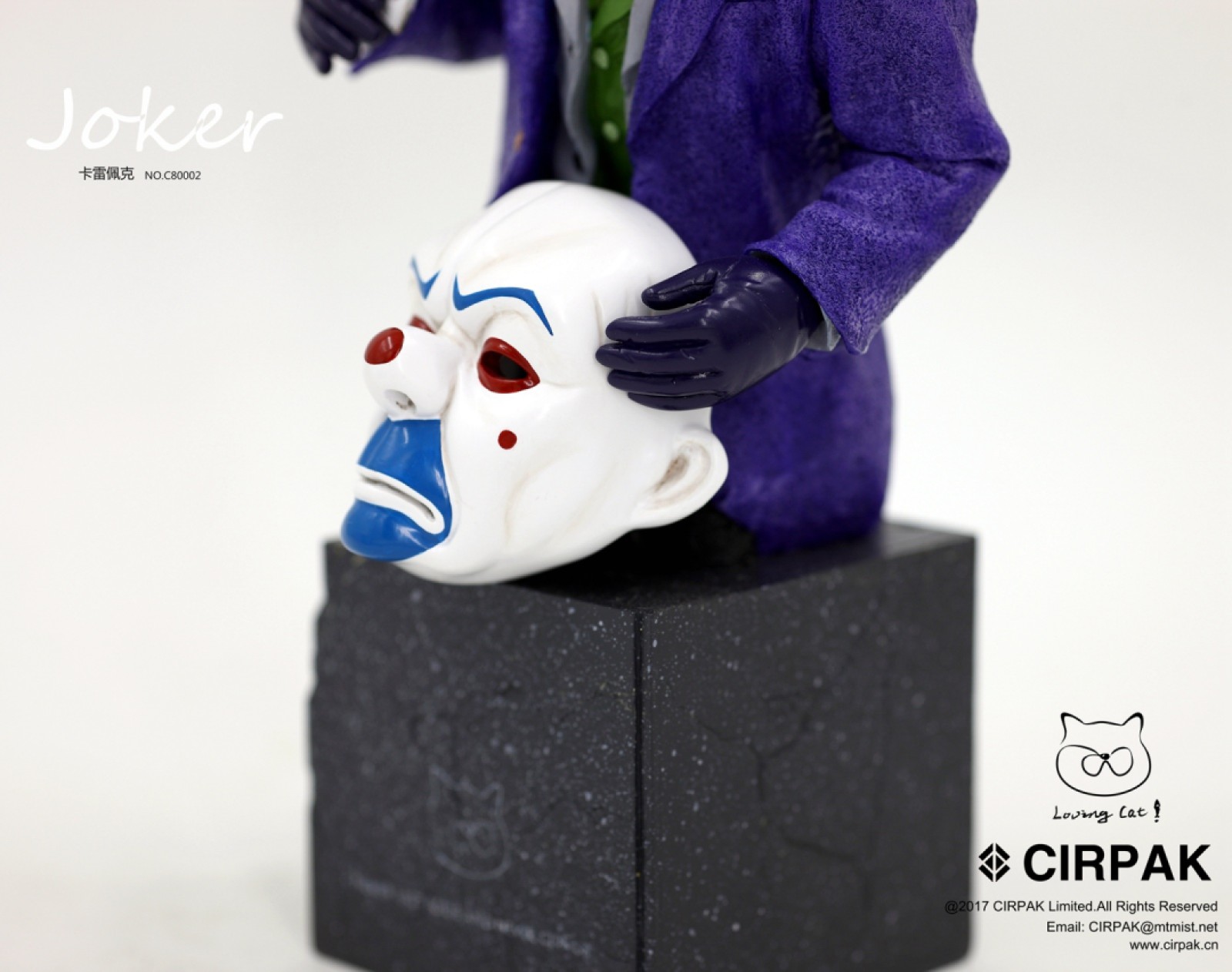 零元拍：CIRPAK ：12寸 面具小丑JOKER 猫半身雕像，全新未拆。