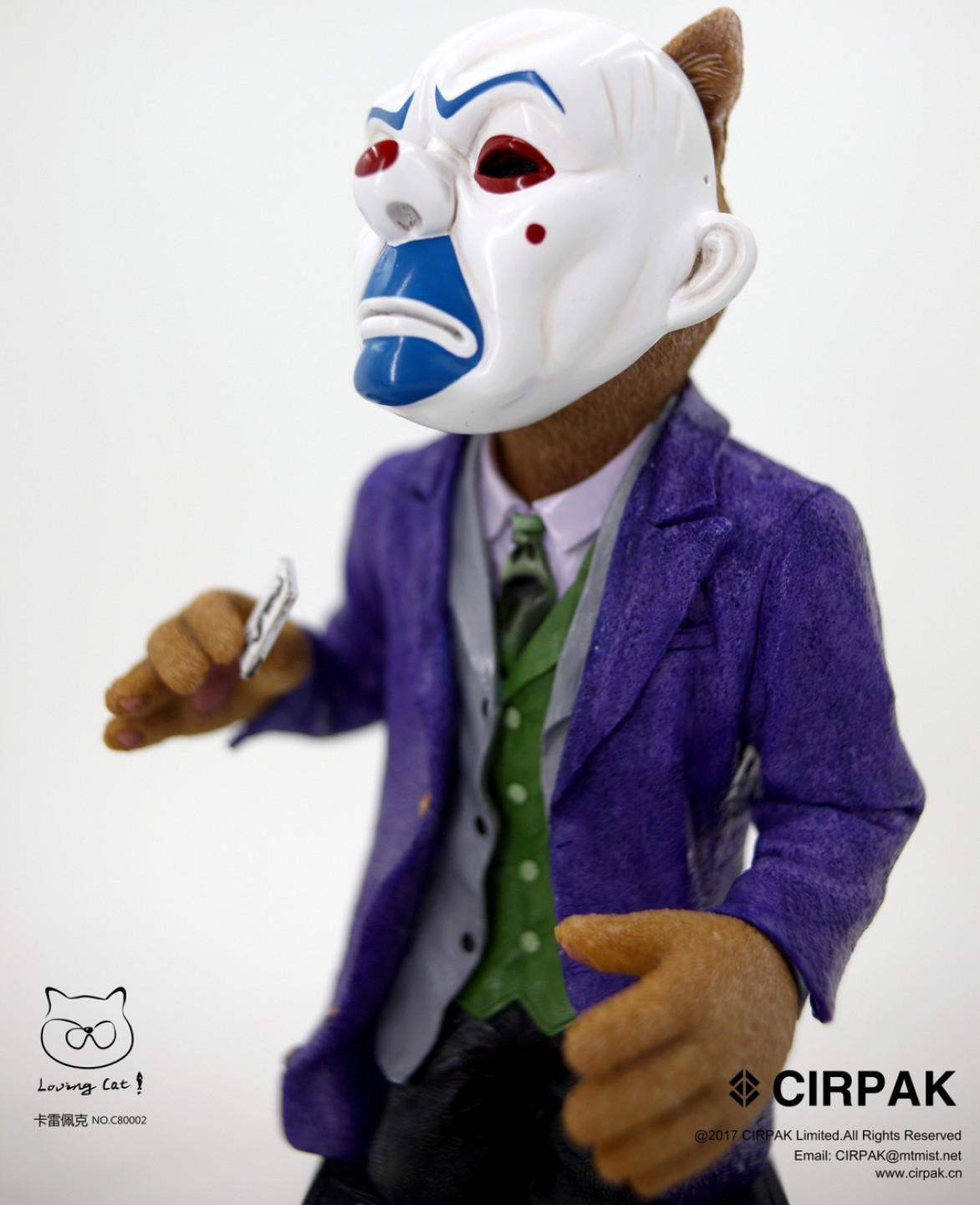 零元拍：CIRPAK ：12寸 面具小丑JOKER 猫半身雕像，全新未拆。