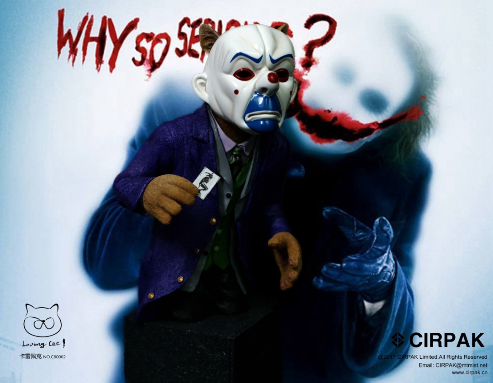 零元拍：CIRPAK ：12寸 面具小丑JOKER 猫半身雕像，全新未拆。