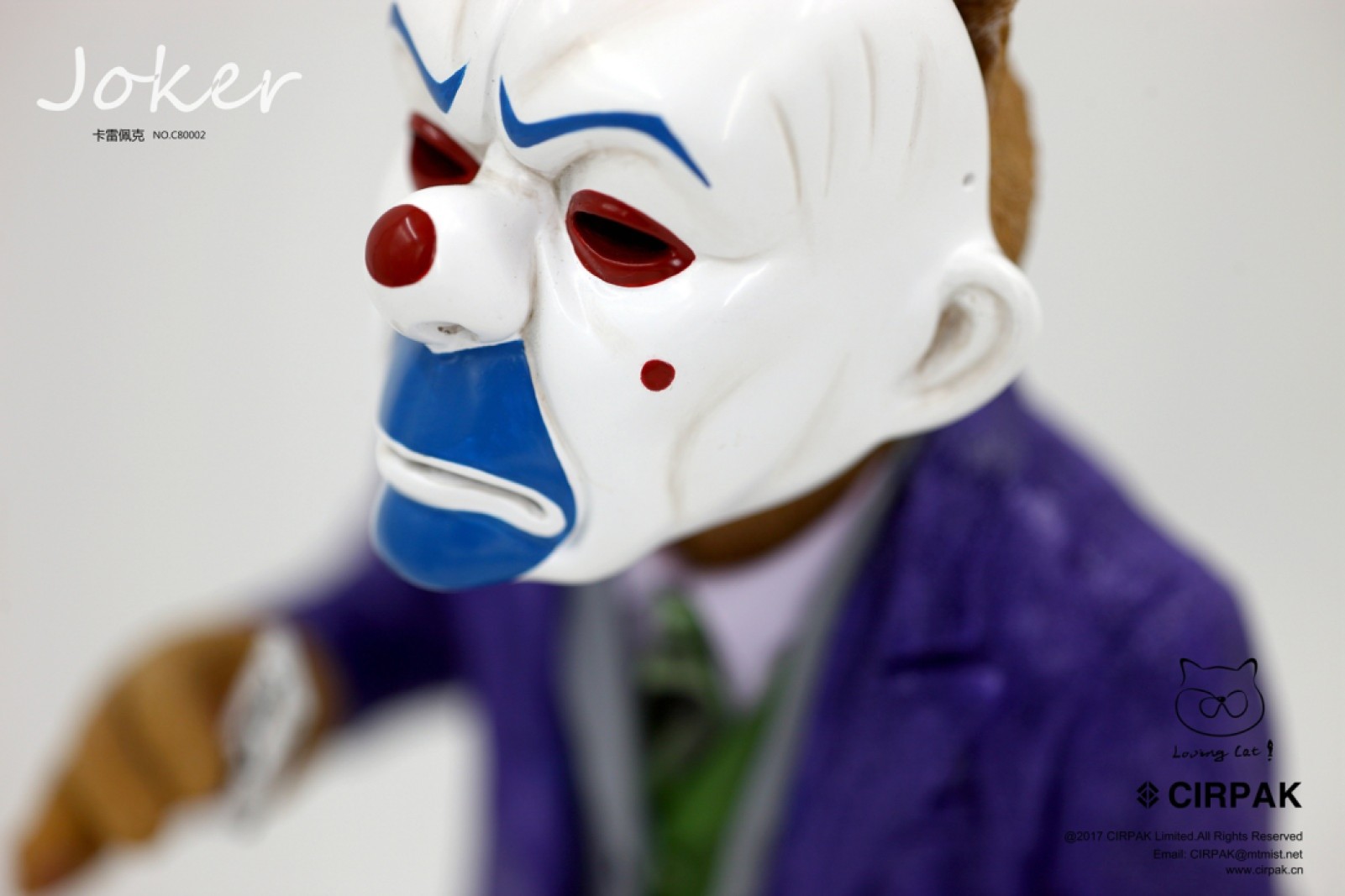 零元拍：CIRPAK ：12寸 面具小丑JOKER 猫半身雕像，全新未拆。