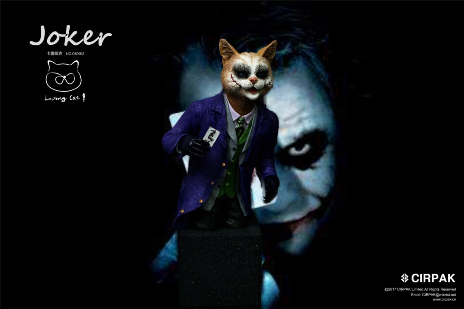 零元拍：CIRPAK ：12寸 面具小丑JOKER 猫半身雕像，全新未拆。