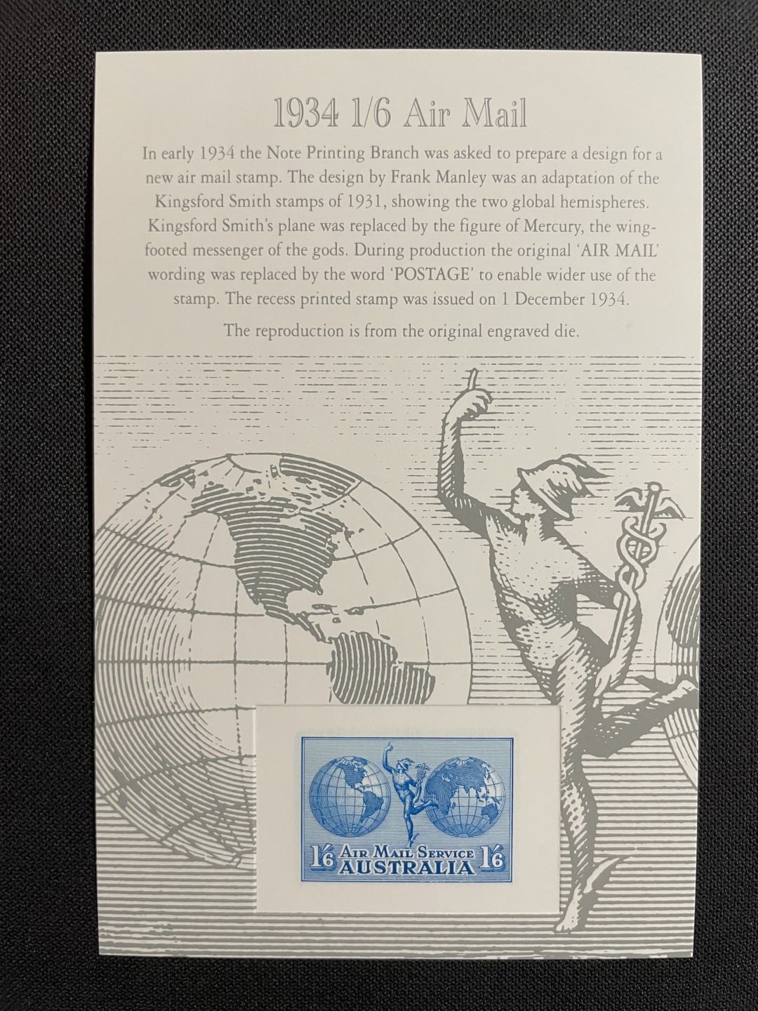 【第14期】莲池国际邮品拍卖 【澳大利亚】1994 1934年航空邮票 雕刻版复刻印样