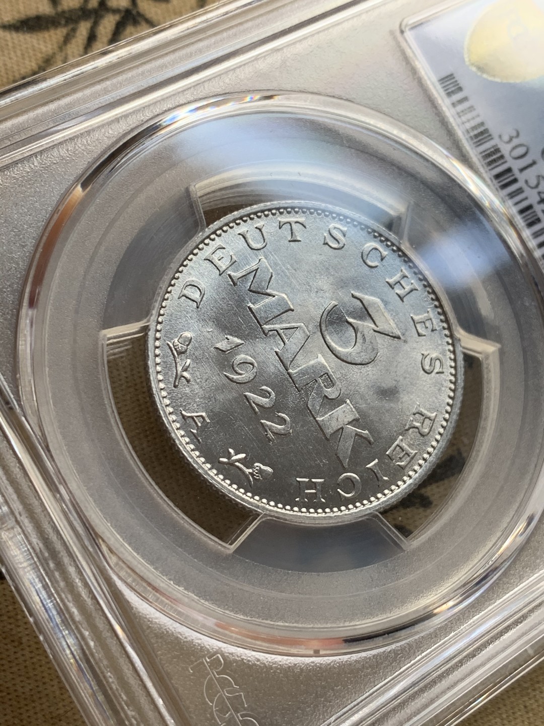 《竞宝斋》第50场-本周日，周一2场连拍（全场不限金额包邮） PCGS-德国-魏玛共和国-3马克-MS66