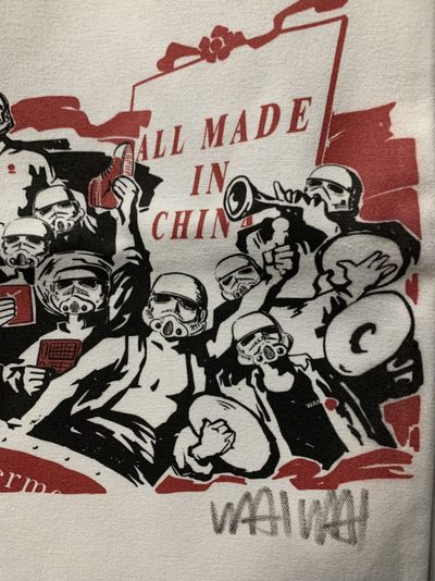 零元拍：歪歪亲笔签名版画純棉潮流手袋《All made in China》