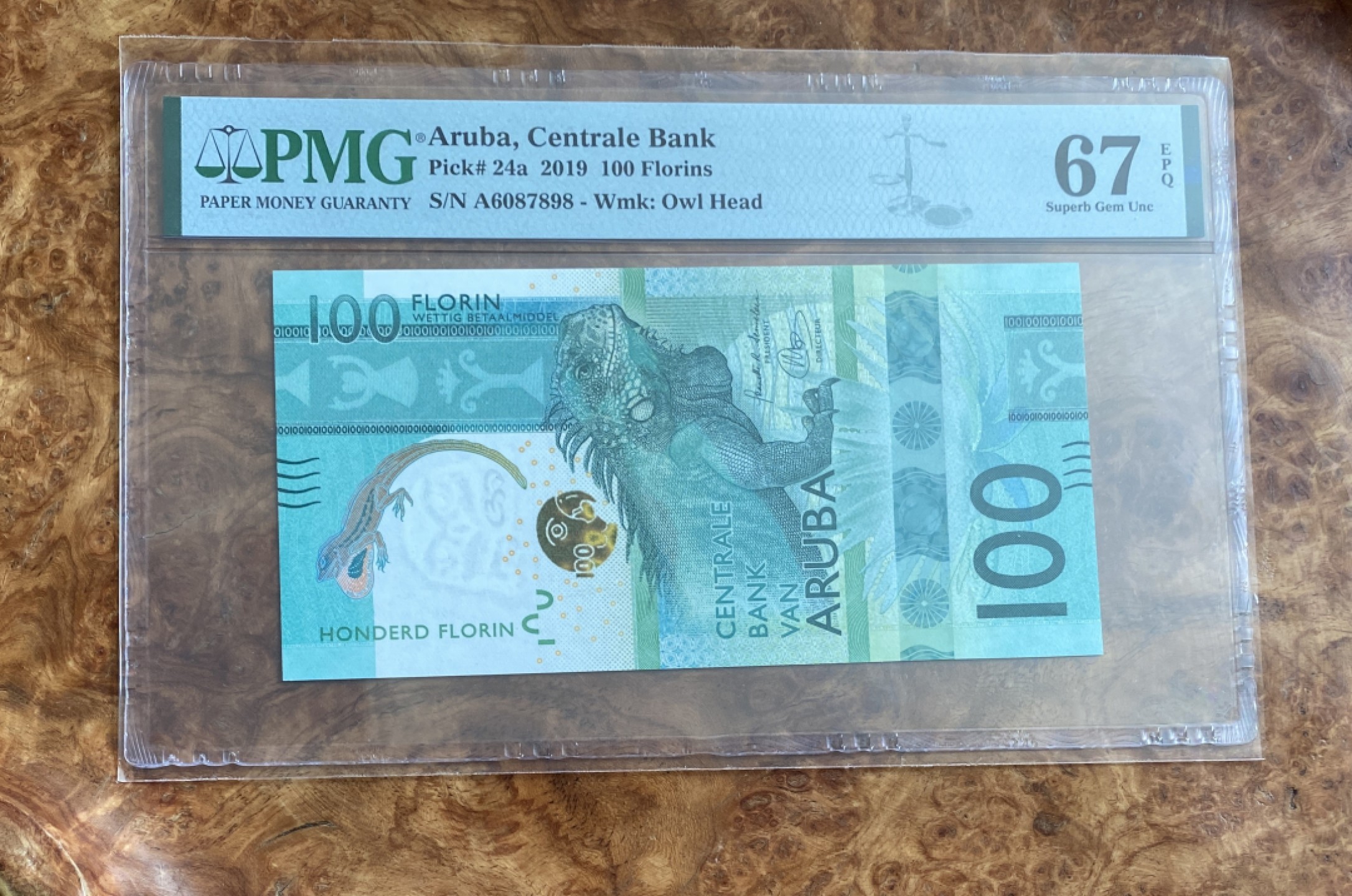 Chase Auction 第8期 - - 中外纸币、硬币、民国钞联拍！ 2019年阿鲁巴100弗洛林，PMG67分，无4尾898靓号，IBNS最佳纸币！