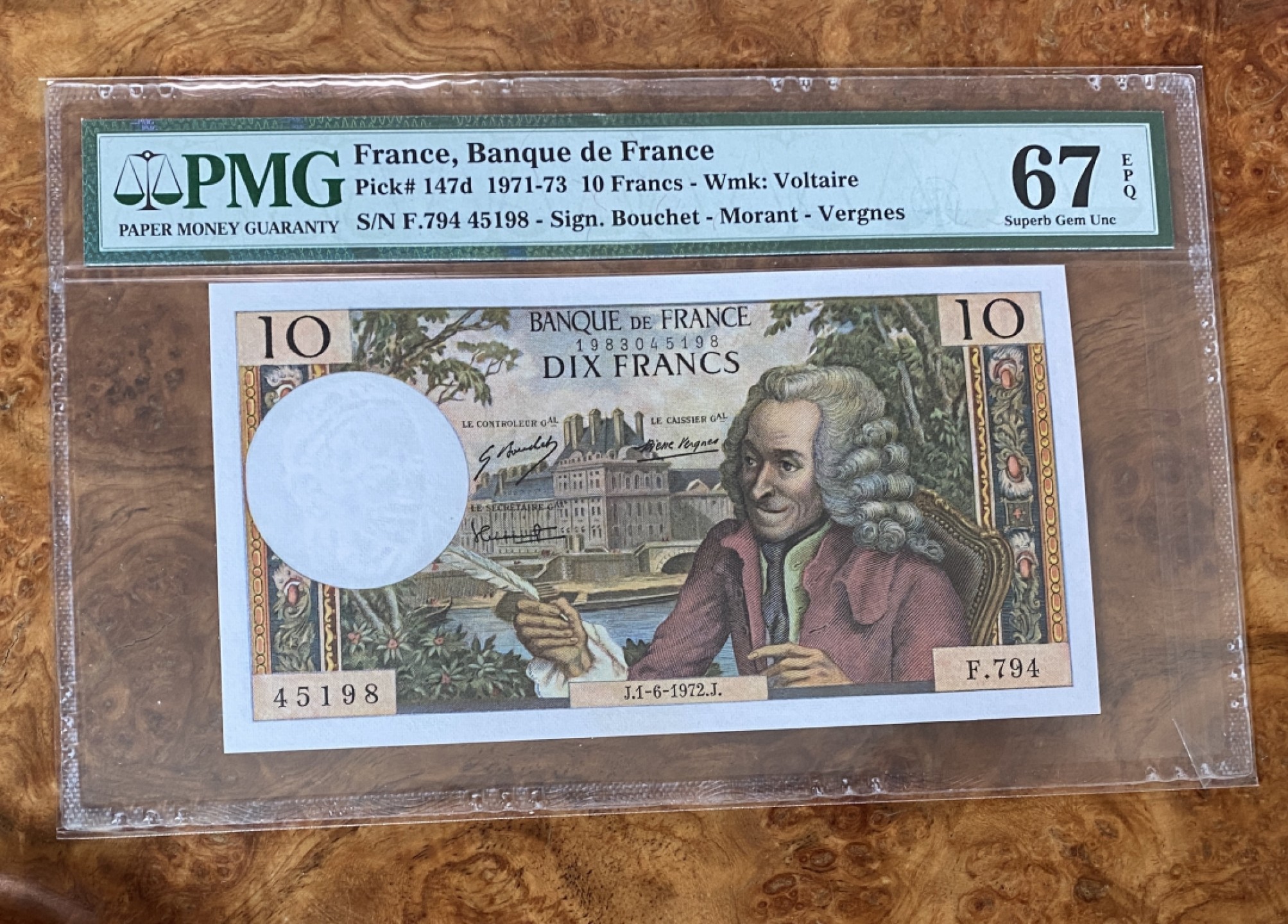 Chase Auction 第8期 - - 中外纸币、硬币、民国钞联拍！ 1971年法国10法郎，PMG67，伏尔泰！