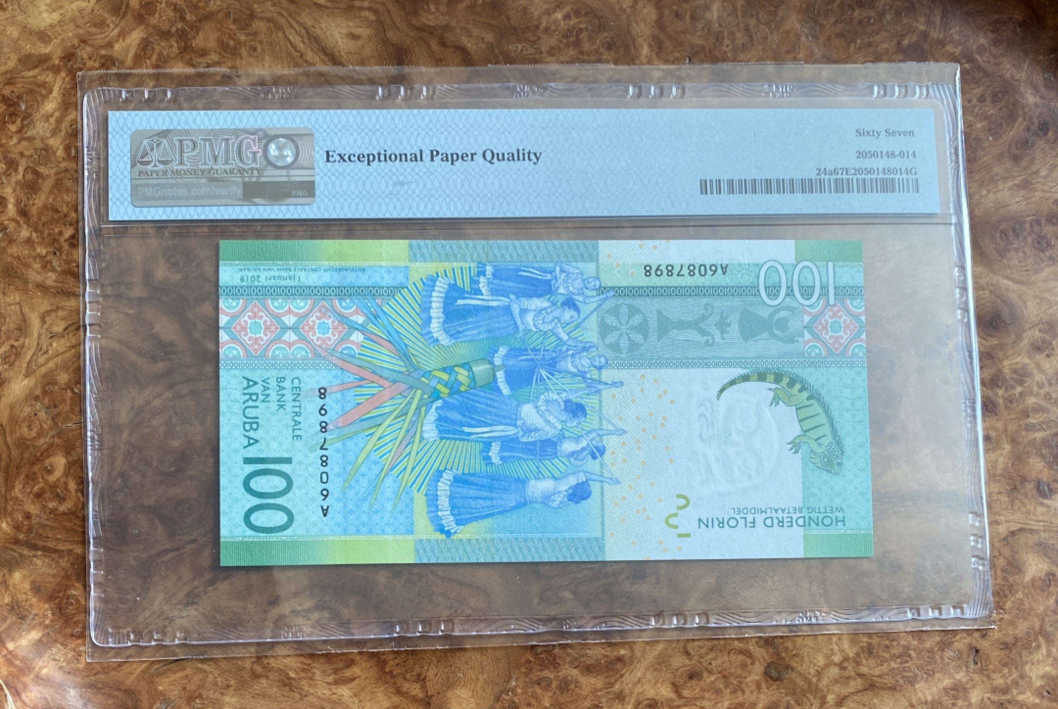 Chase Auction 第8期 - - 中外纸币、硬币、民国钞联拍！ 2019年阿鲁巴100弗洛林，PMG67分，无4尾898靓号，IBNS最佳纸币！