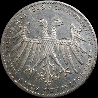 【雨安收藏】第012期 世界各国币章 0元起 晚上7:30 - 德国German States	德国法兰克福2盾1848年 21克