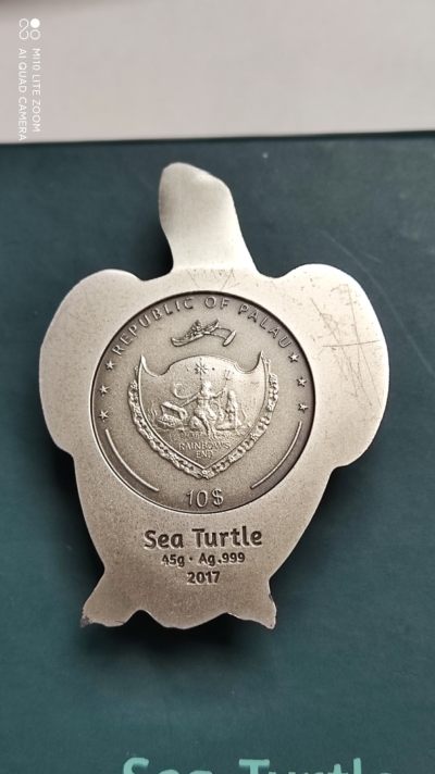 【海寧潮】帕劳2017年3D立体系列海龟仿古45克纪念银币