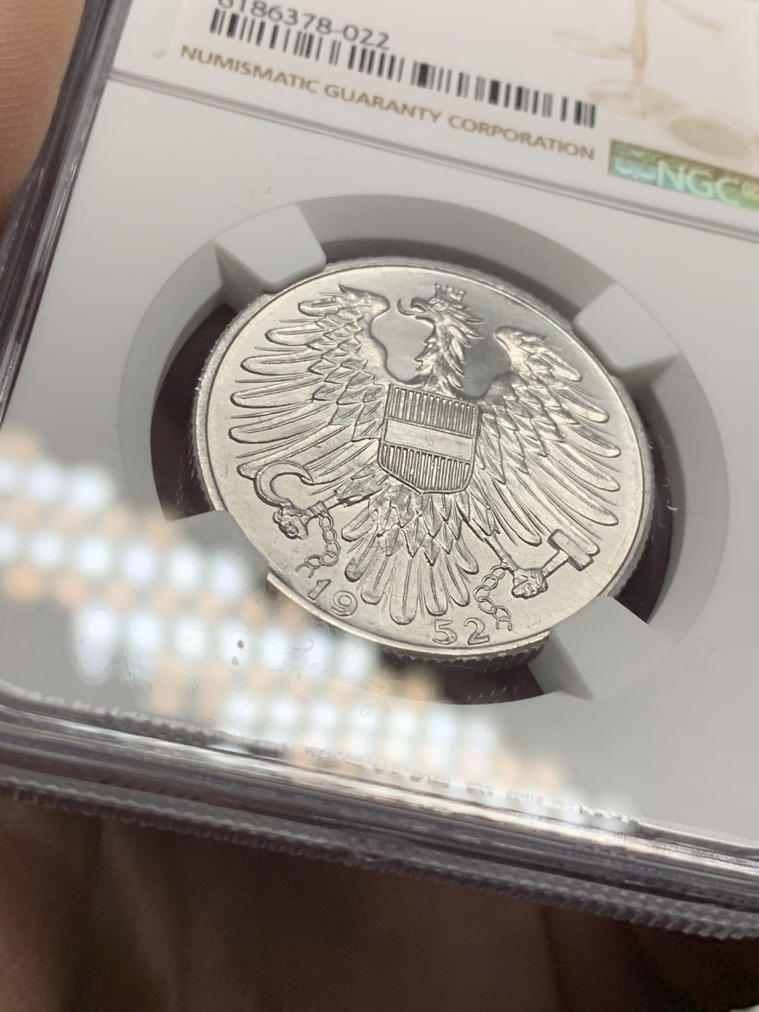 《竞宝斋》第51场-本周日，周一2场连拍（全场不限金额包邮） 奥地利1952年5先令大铝币 NGC MS64亚军分！