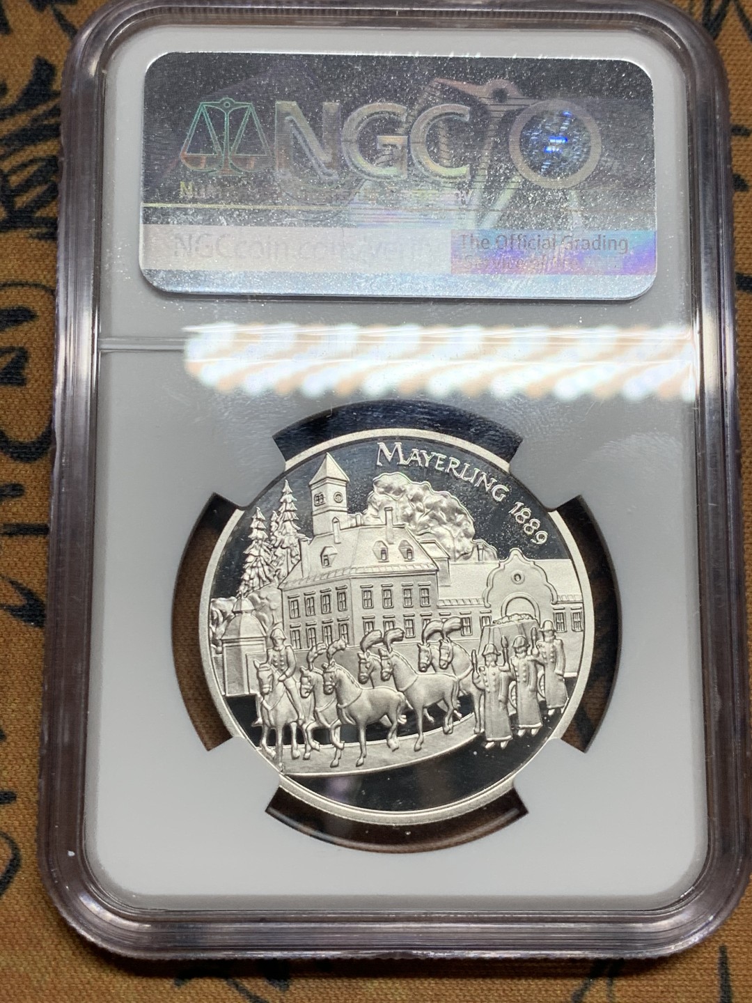 《竞宝斋》第51场-本周日，周一2场连拍（全场不限金额包邮） 1998年奥地利哈布斯堡匈牙利和波西米亚王储鲁道夫美尔林纪念精铸100先令NGC-PF69