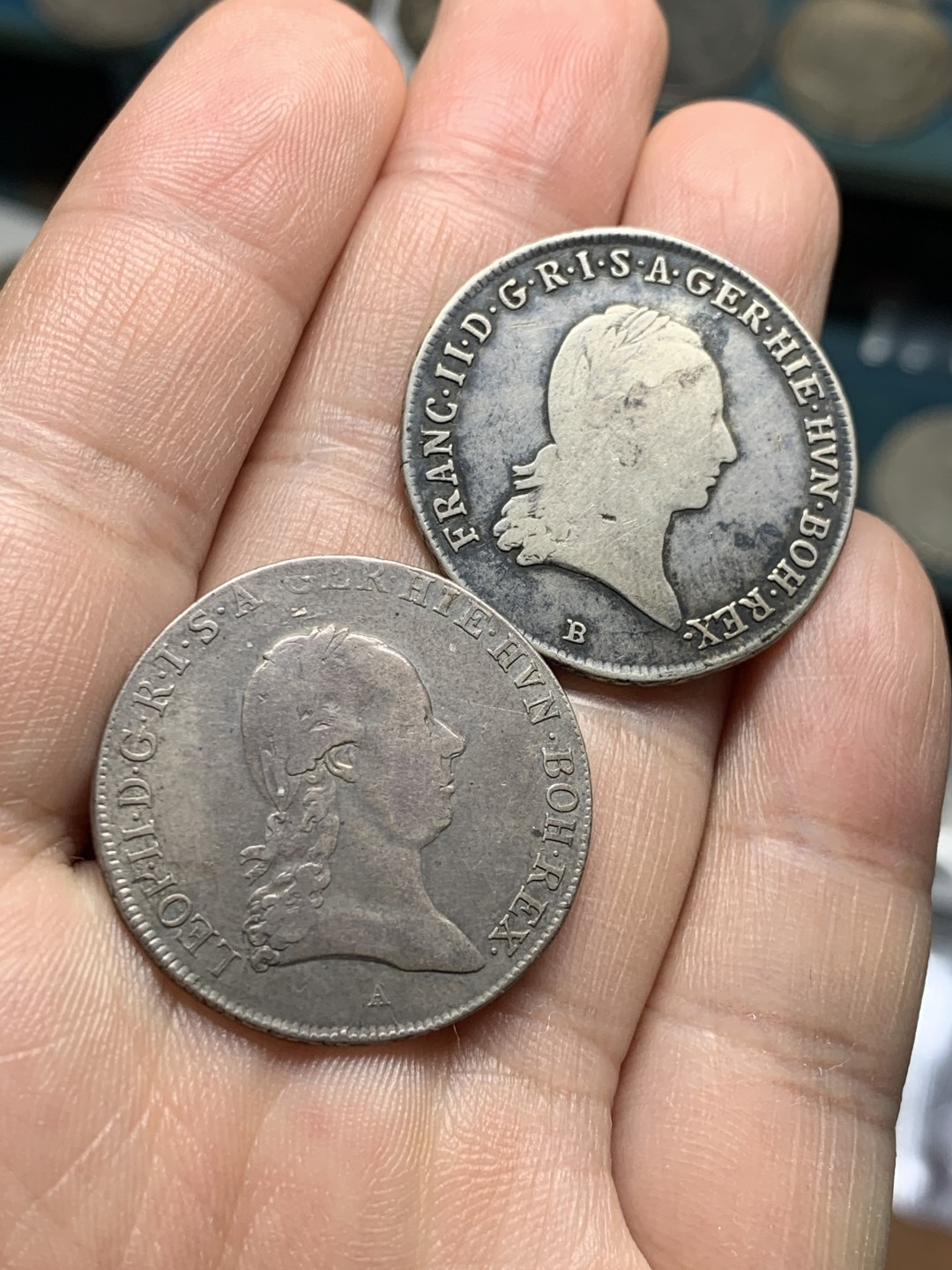 《竞宝斋》第51场-本周日，周一2场连拍（全场不限金额包邮） （两枚一组）奥属尼德兰利奥波德和弗兰茨一世1/4泰勒2枚