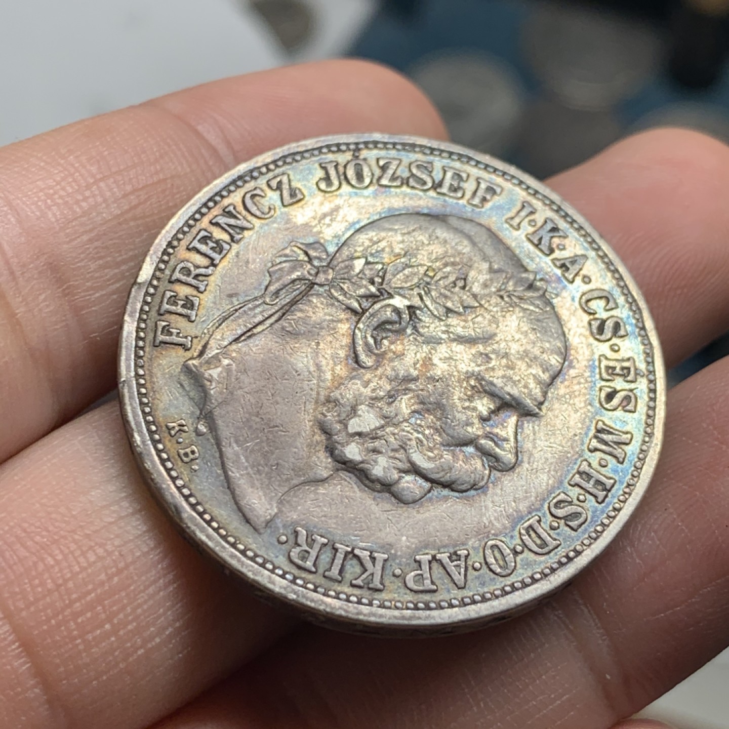 《竞宝斋》第51场-本周日，周一2场连拍（全场不限金额包邮） 匈牙利1908年天使5克朗大银币 五彩老包浆细节清晰 算是中上品了