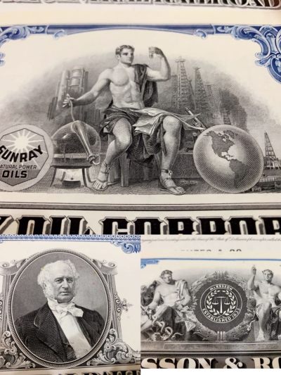 美国早期和纸币一样印刷工艺的雕刻版老股票 20一张