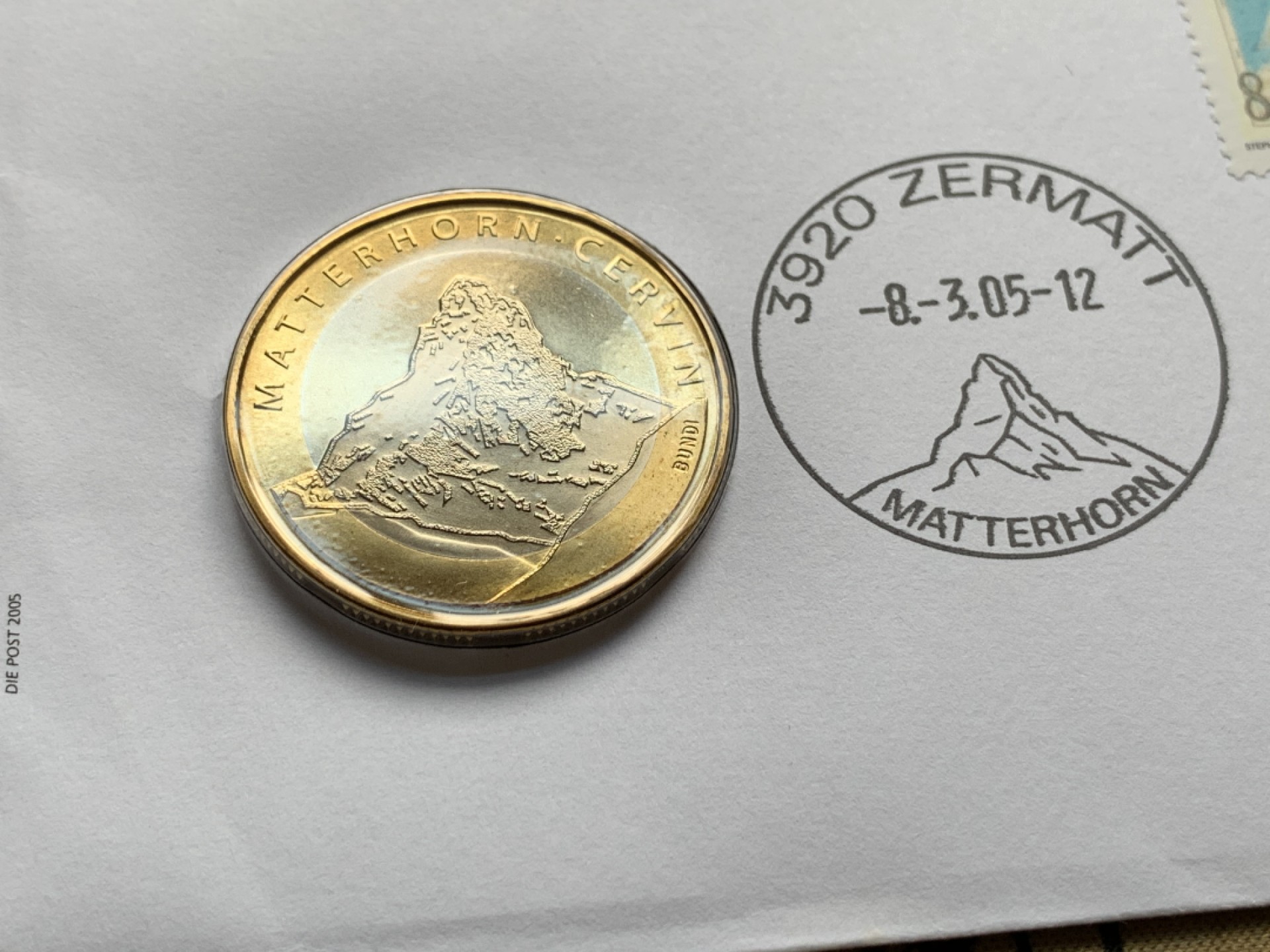 《竞宝斋》第51场-本周日，周一2场连拍（全场不限金额包邮） 2004年瑞士10法郎马特洪峰邮币封双色币