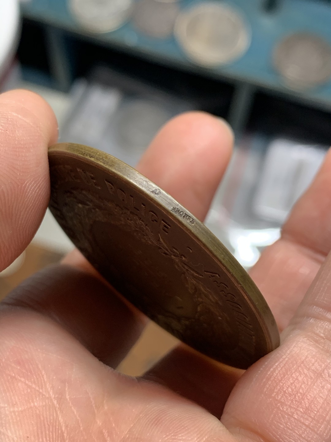 《竞宝斋》第51场-本周日，周一2场连拍（全场不限金额包邮） 法国 1908 罗蒂 法兰西女神 铜章 46.2mm  40.3克