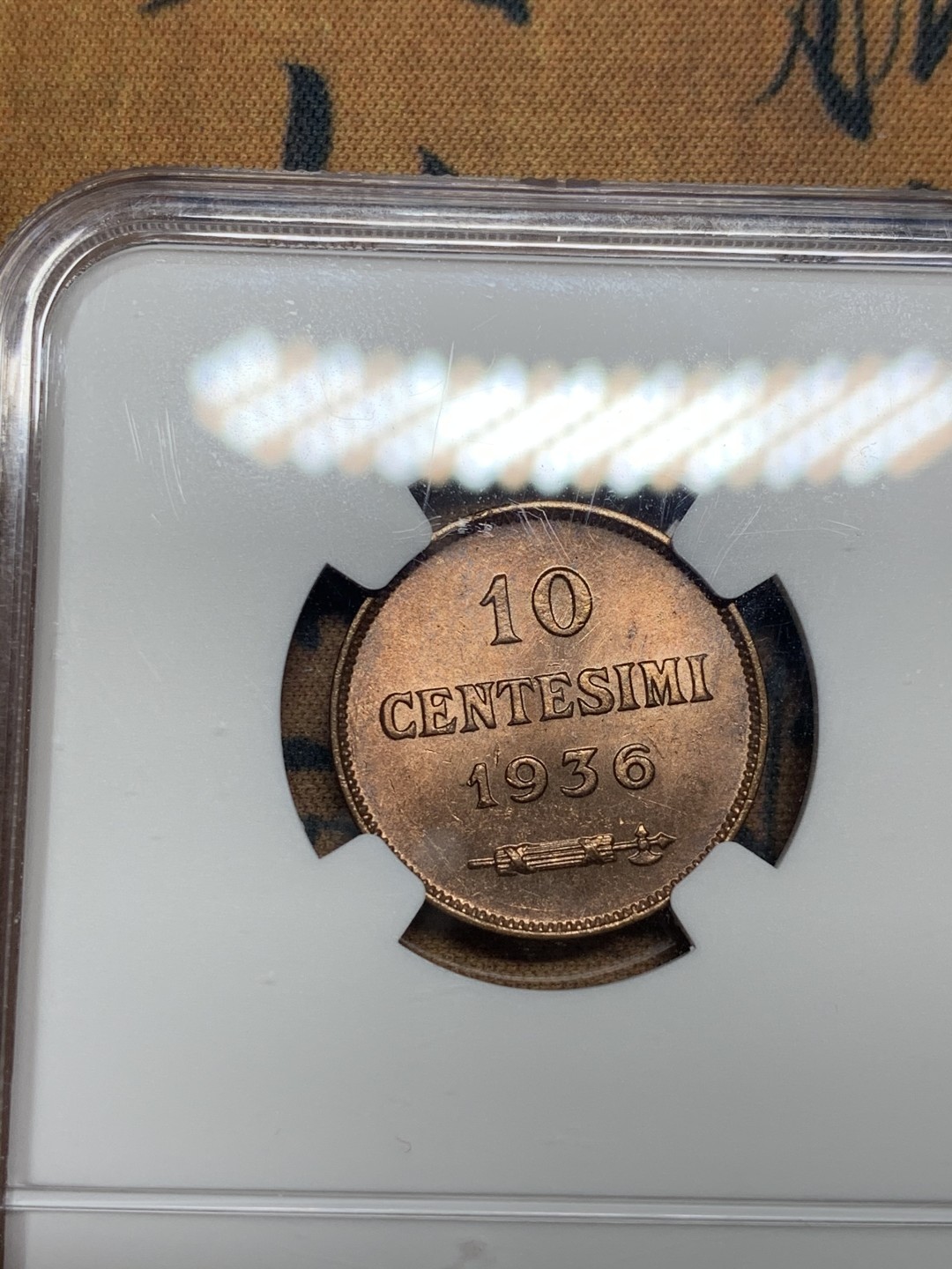 《竞宝斋》第51场-本周日，周一2场连拍（全场不限金额包邮） NGC MS64RB 1936 圣马力诺10分  铜币