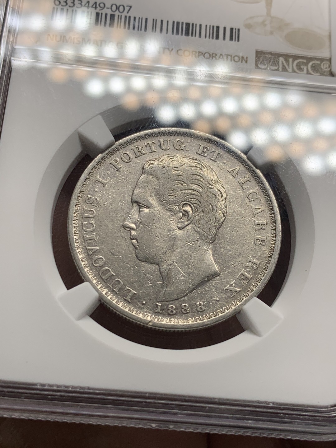 《竞宝斋》第51场-本周日，周一2场连拍（全场不限金额包邮） 1888年年葡萄牙路德路易斯一世500瑞斯银币稀少品NGC-XF DETAILS