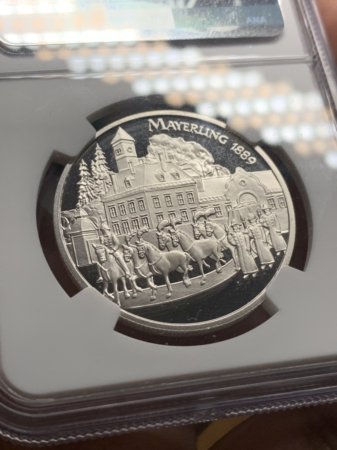 《竞宝斋》第51场-本周日，周一2场连拍（全场不限金额包邮） 1998年奥地利哈布斯堡匈牙利和波西米亚王储鲁道夫美尔林纪念精铸100先令NGC-PF69