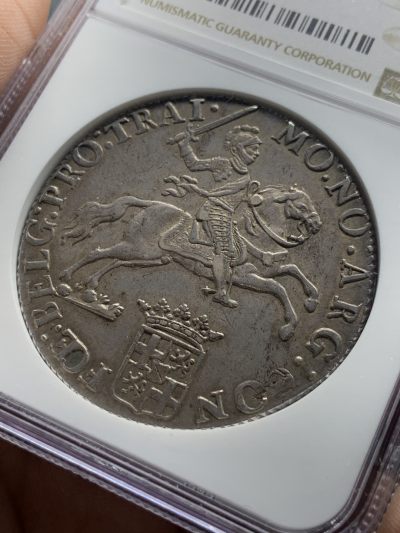 NGC-AU58 荷兰1791年马剑大银币 原汁原味细节出色 大热门品种 现在AU好包浆的裸币也基本8000+了
