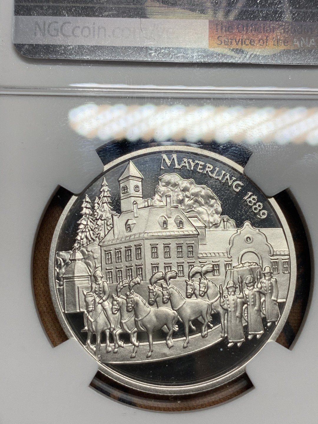 《竞宝斋》第51场-本周日，周一2场连拍（全场不限金额包邮） 1998年奥地利哈布斯堡匈牙利和波西米亚王储鲁道夫美尔林纪念精铸100先令NGC-PF69