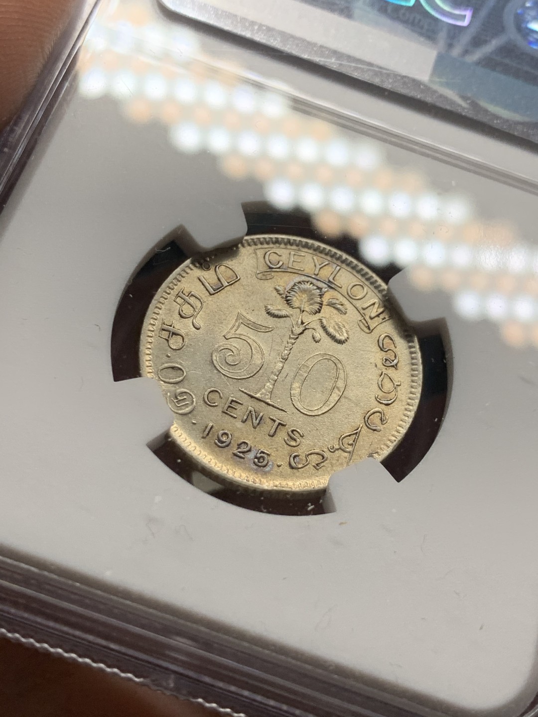 《竞宝斋》第51场-本周日，周一2场连拍（全场不限金额包邮） NGC AUD 1925 英属锡兰50分  银币 