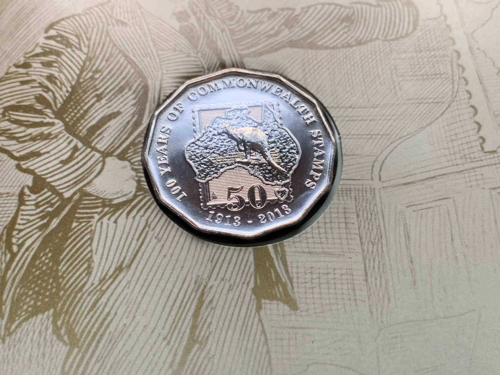 《竞宝斋》第51场-本周日，周一2场连拍（全场不限金额包邮） 2013年澳大利亚袋鼠地图邮票发行100年纪念镍币卡装