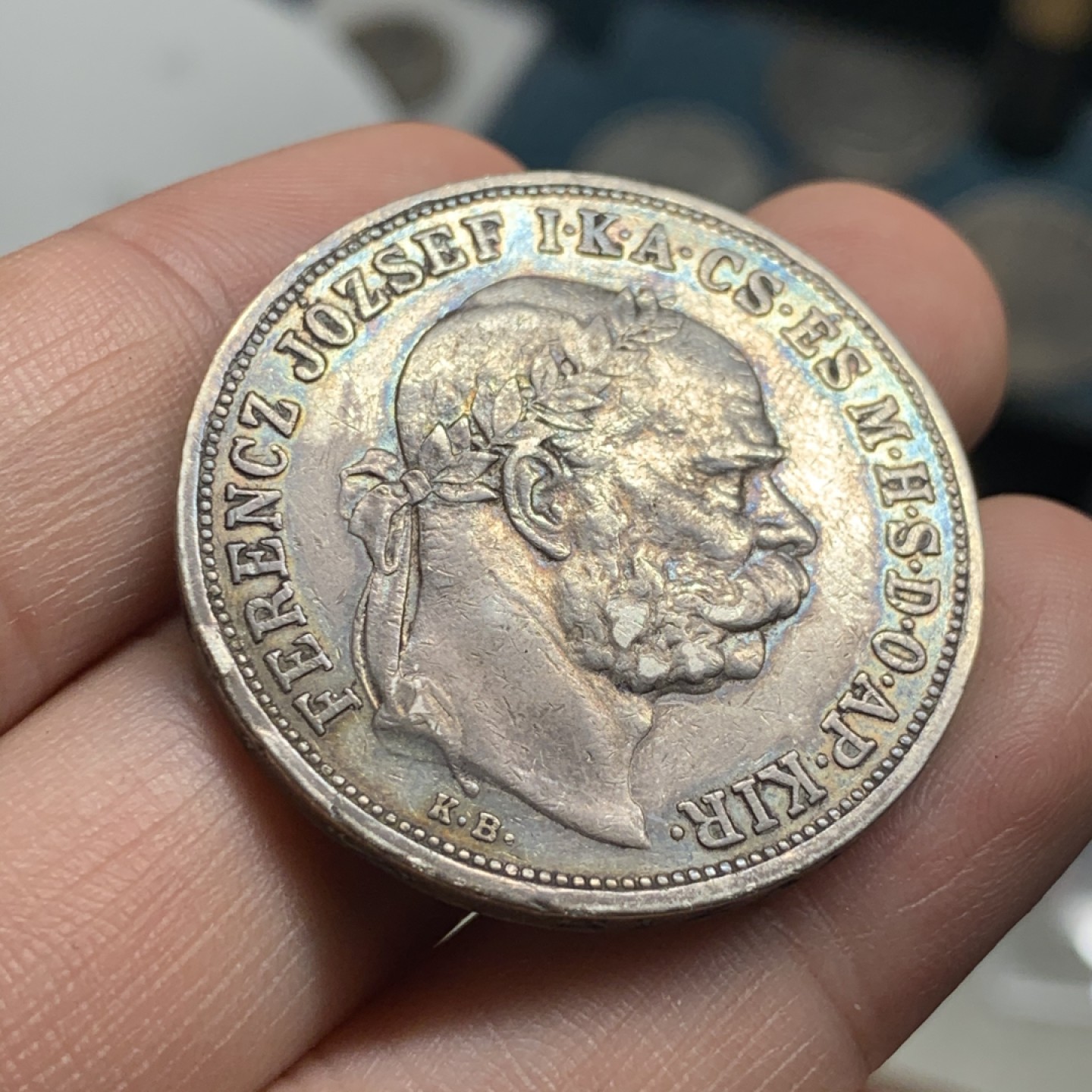 《竞宝斋》第51场-本周日，周一2场连拍（全场不限金额包邮） 匈牙利1908年天使5克朗大银币 五彩老包浆细节清晰 算是中上品了