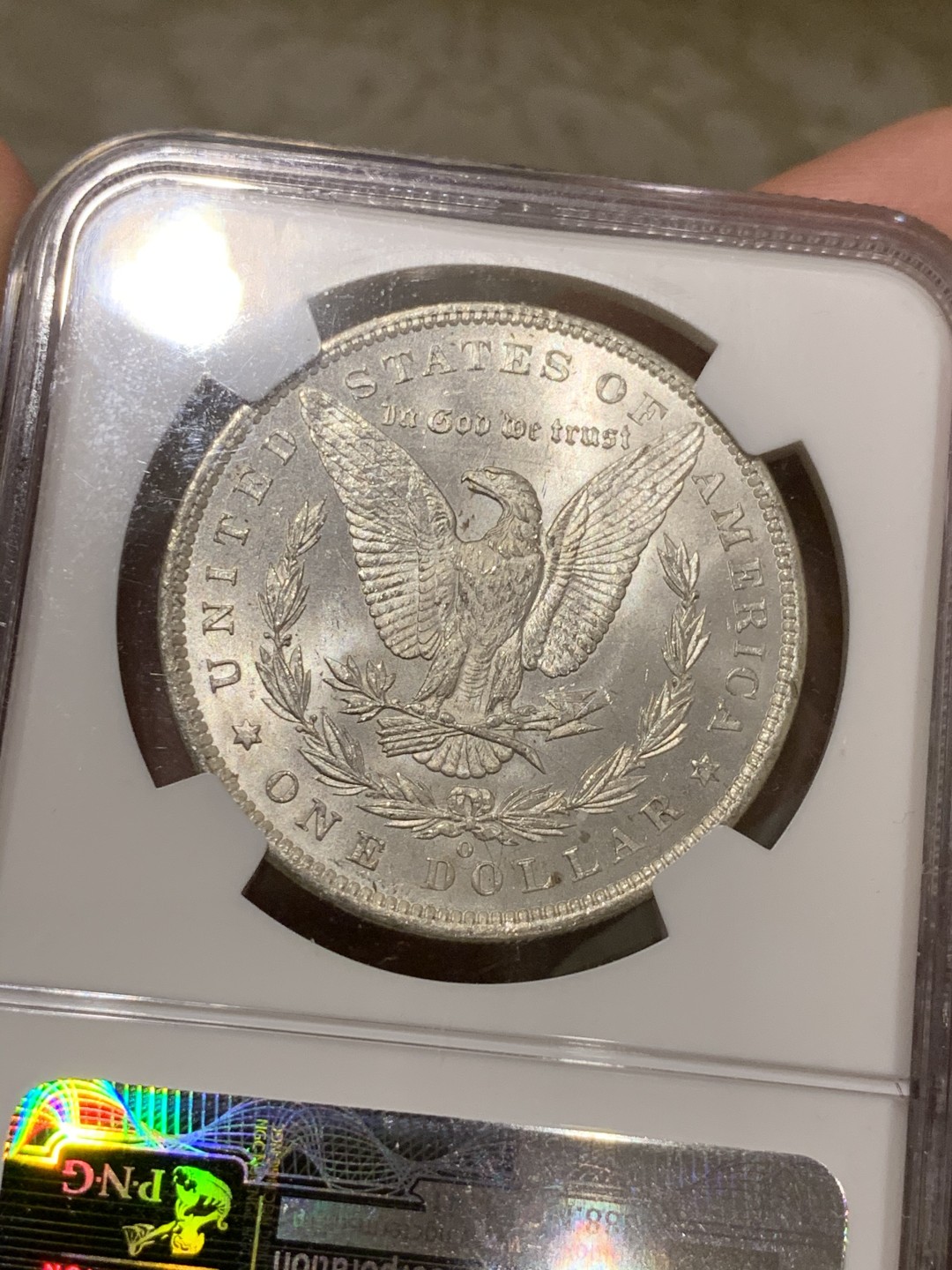 《竞宝斋》第51场-本周日，周一2场连拍（全场不限金额包邮） NGC-MS63 美国 1885年O版 1美元 摩根银币，NGC老盒，品相不错