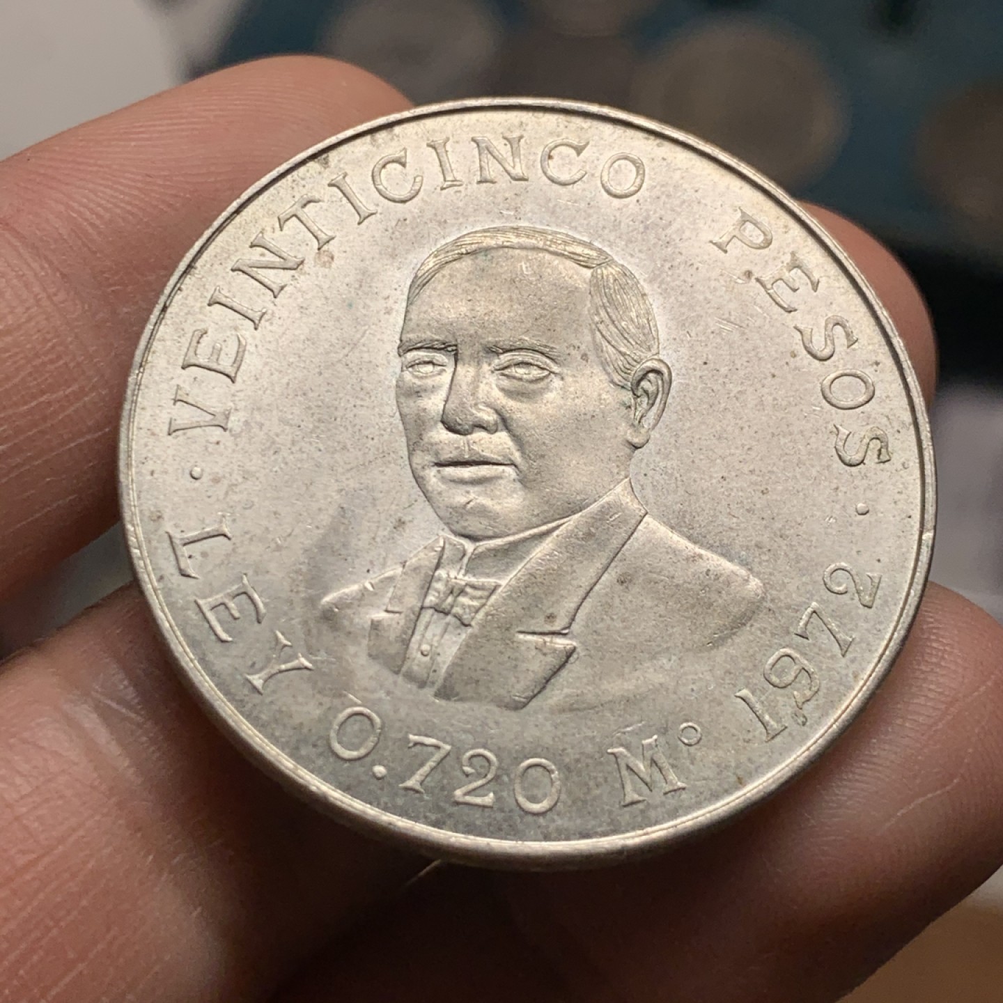 《竞宝斋》第51场-本周日，周一2场连拍（全场不限金额包邮） 墨西哥 1972年 胡亚雷斯 25比索 原光好品银币 MS级别可以送评