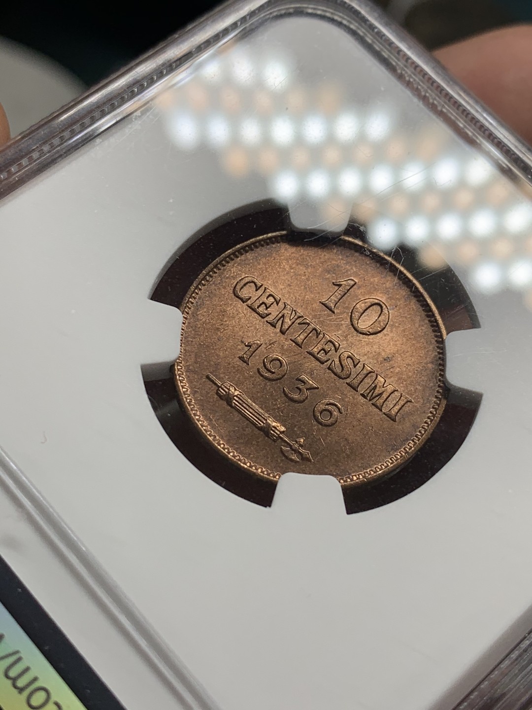 《竞宝斋》第51场-本周日，周一2场连拍（全场不限金额包邮） NGC MS64RB 1936 圣马力诺10分  铜币