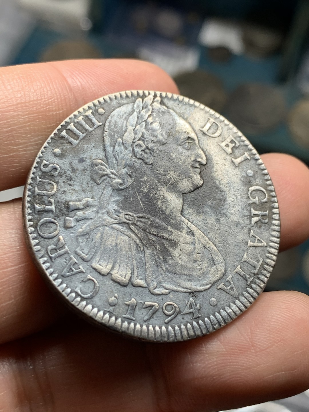 《竞宝斋》第51场-本周日，周一2场连拍（全场不限金额包邮） 西属墨西哥 卡四 1794 双柱8R 银币