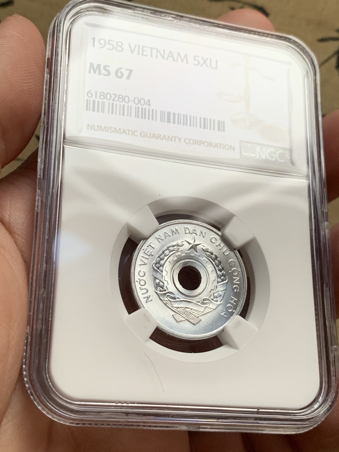 《竞宝斋》第51场-本周日，周一2场连拍（全场不限金额包邮） 北越/越南1958年NGC高分套币3枚，5XU MS67 NGC冠军分！
