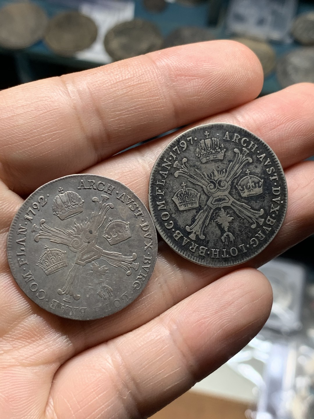 《竞宝斋》第51场-本周日，周一2场连拍（全场不限金额包邮） （两枚一组）奥属尼德兰利奥波德和弗兰茨一世1/4泰勒2枚