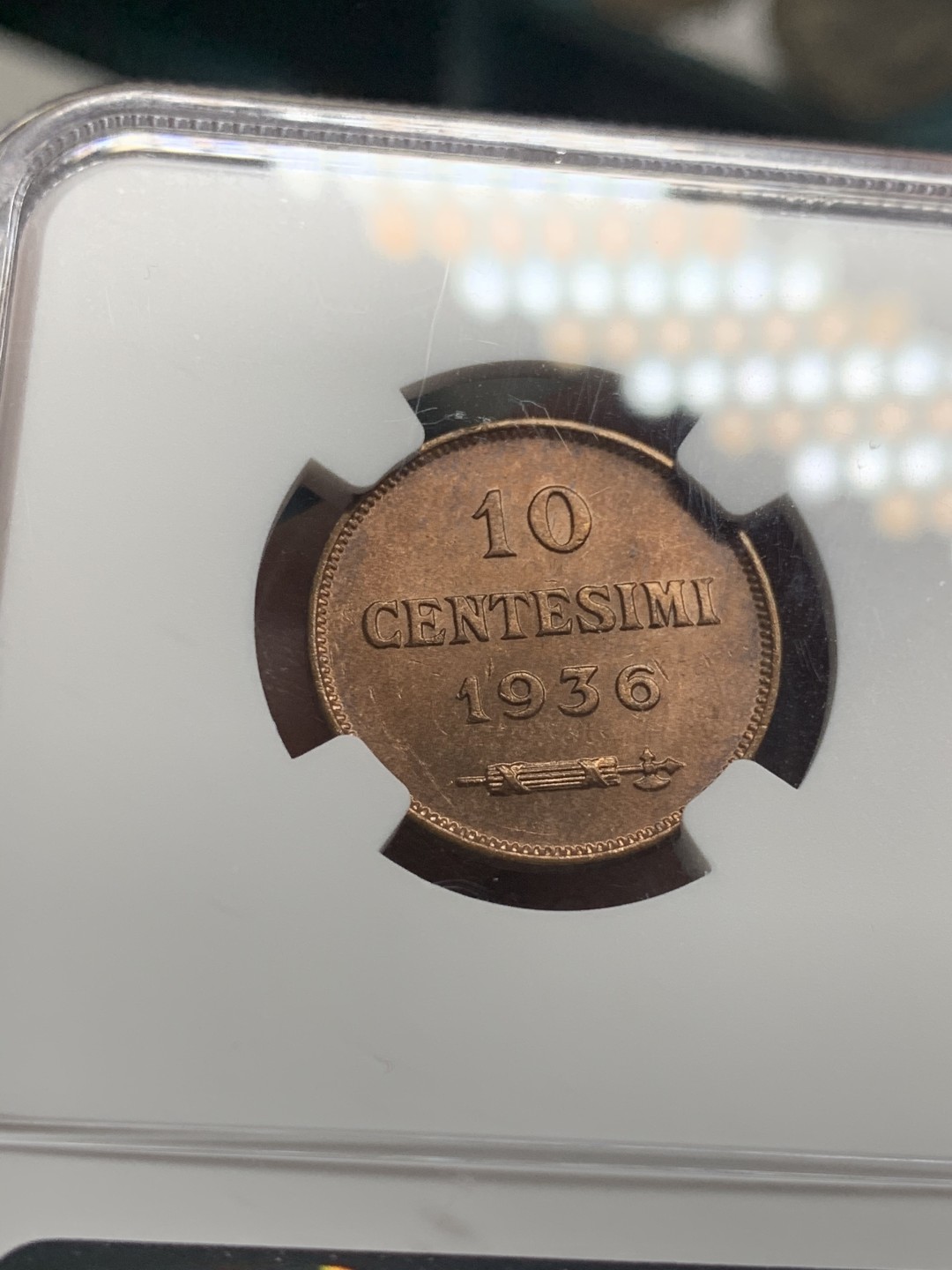 《竞宝斋》第51场-本周日，周一2场连拍（全场不限金额包邮） NGC MS64RB 1936 圣马力诺10分  铜币