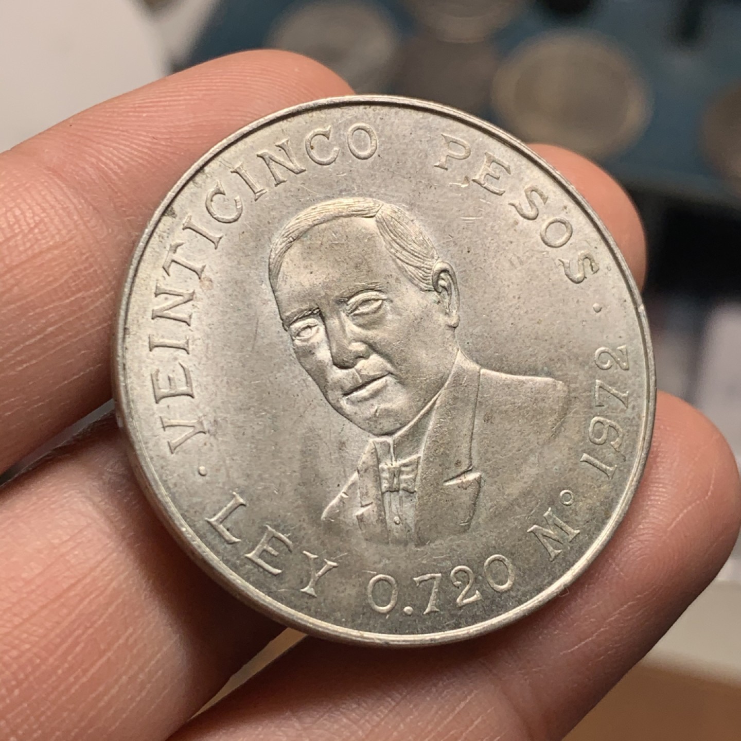 《竞宝斋》第51场-本周日，周一2场连拍（全场不限金额包邮） 墨西哥 1972年 胡亚雷斯 25比索 原光好品银币 MS级别可以送评