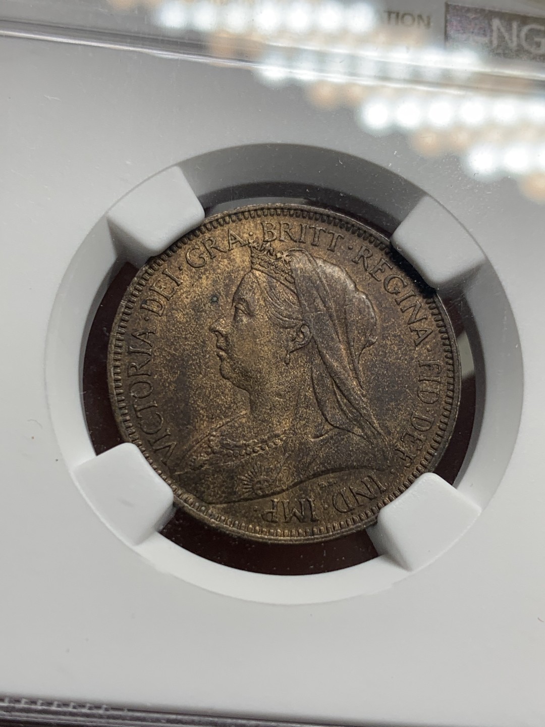 《竞宝斋》第51场-本周日，周一2场连拍（全场不限金额包邮） NGC MS63BN 1901 英国维多利亚1/2便士 铜币